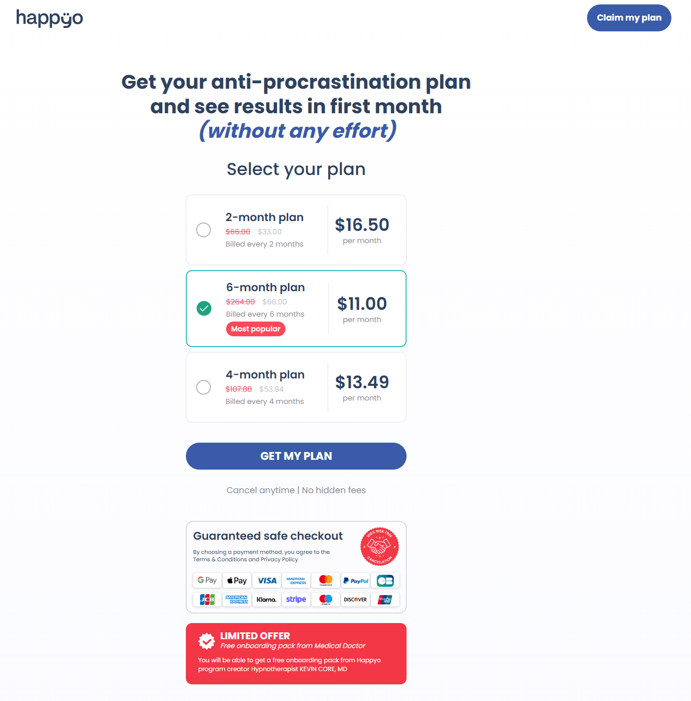 Happyo checkout page